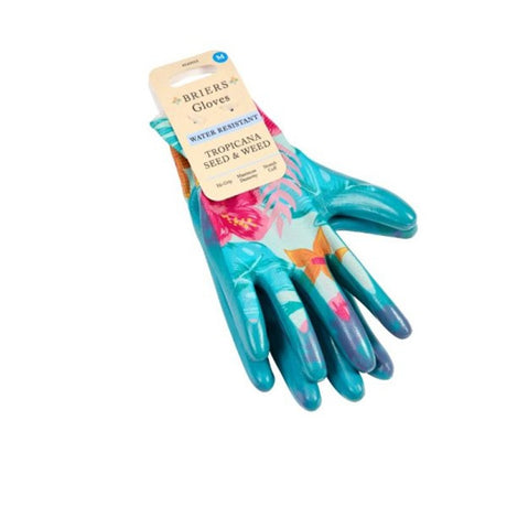 Briers Tropicana Pattern Seed & Weed Gardening Gloves Medium  Strech Fit
