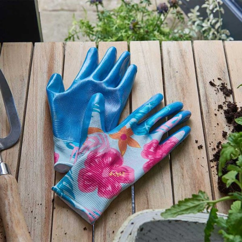 Briers Tropicana Pattern Seed & Weed Gardening Gloves Medium  Strech Fit