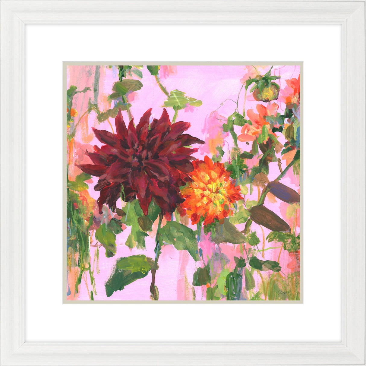 Artko 90.5cm 'Dusky Dahlias' Framed Print by Sonal Nathwani - AK12174