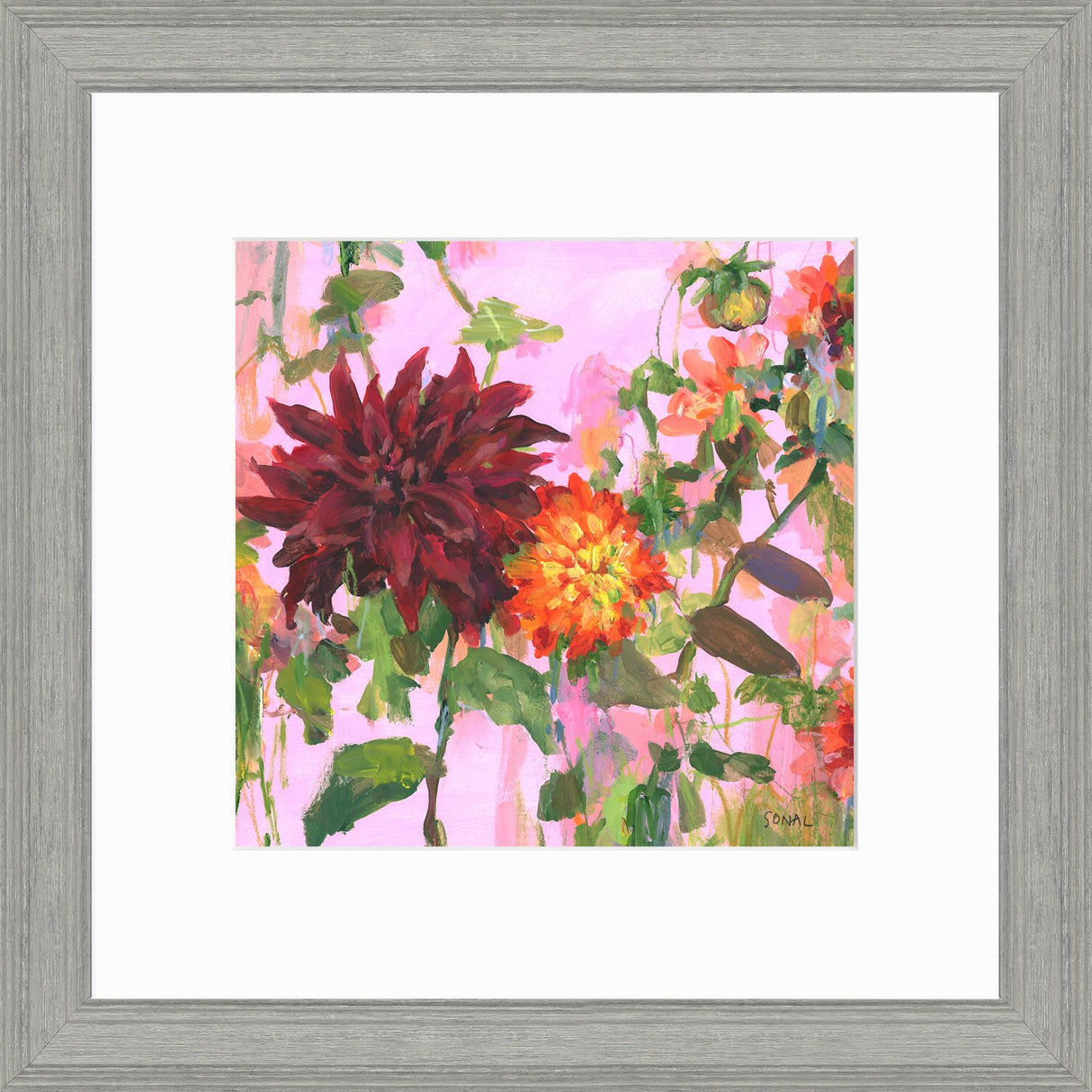 Artko 45cm 'Dusky Dahlias' Small Framed Print by Sonal Nathwani - AK12204
