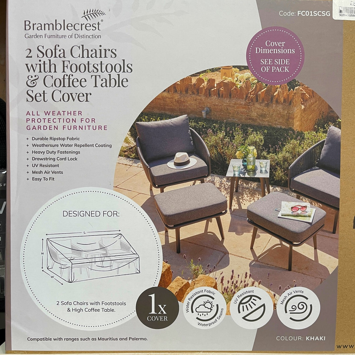 Bramblecrest Covers Aluminium Recliner Set with Side Table