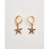 Fable England Starfish Worn Gold Huggie Hoops