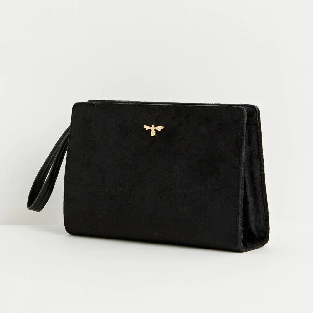 Fable England Black Bonnie Wristlet Velvet Pouch