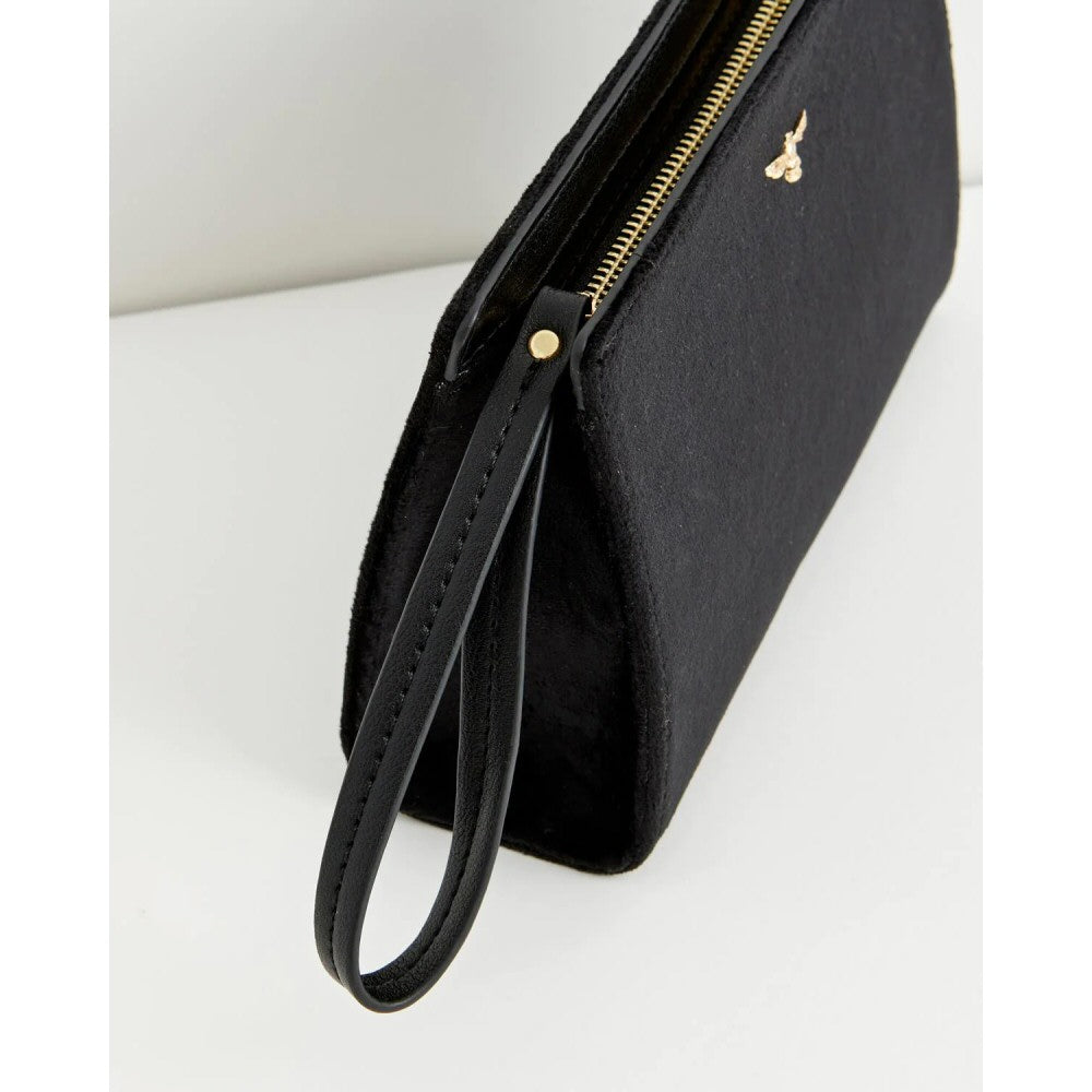 Fable England Black Bonnie Wristlet Velvet Pouch