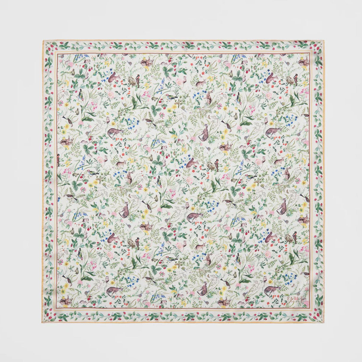 Fable England 70cm Yellow Meadow Creatures Square Scarf