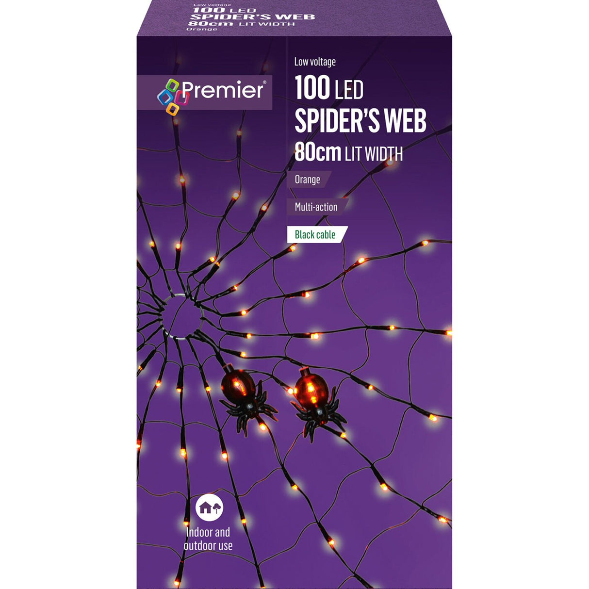 Premier 80cm LED Orange Spider Web
