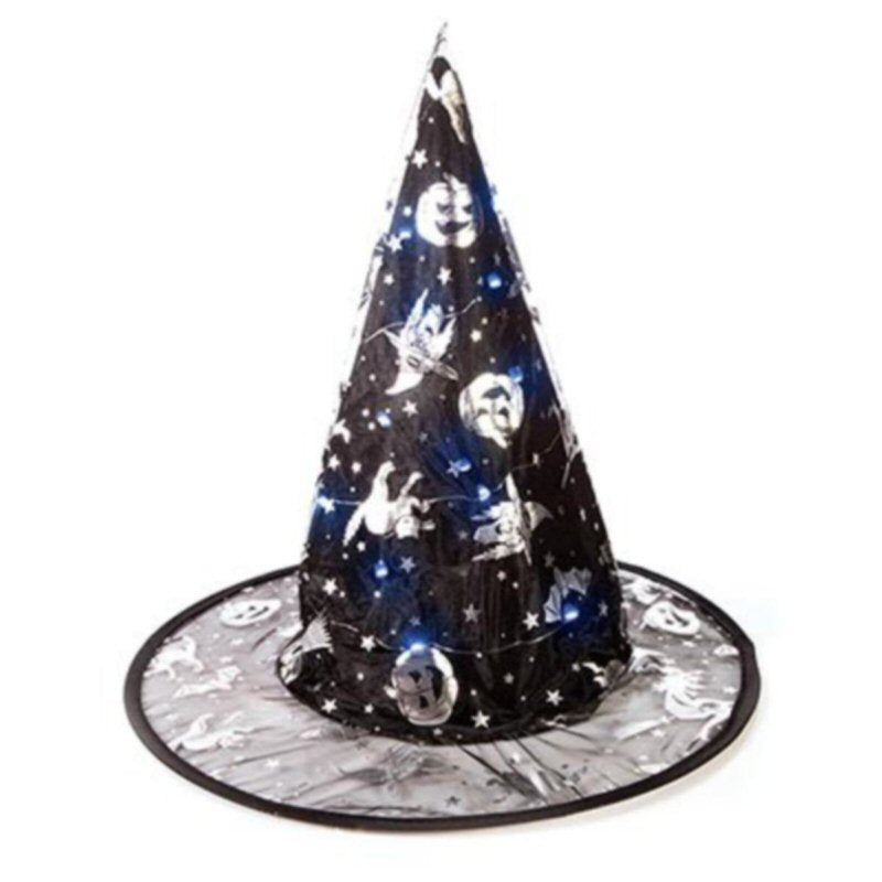 Premier 37cm Adult Witch Hat with LEDs Spiderweb Design (Choice of 2)