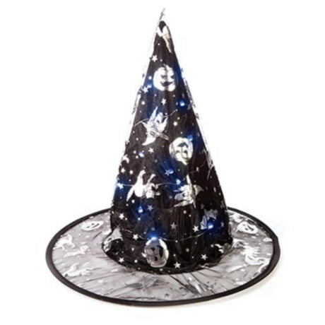 Premier 37cm Adult Witch Hat with LEDs Spiderweb Design (Choice of 2)