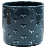 Ivyline 17.5cm Blue Arley Embossed Dragonfly Glazed Planter