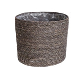 Ivyline 13cm Theo Grey Rim Woven Storage Basket Planters 100% Natural Split Seagrass