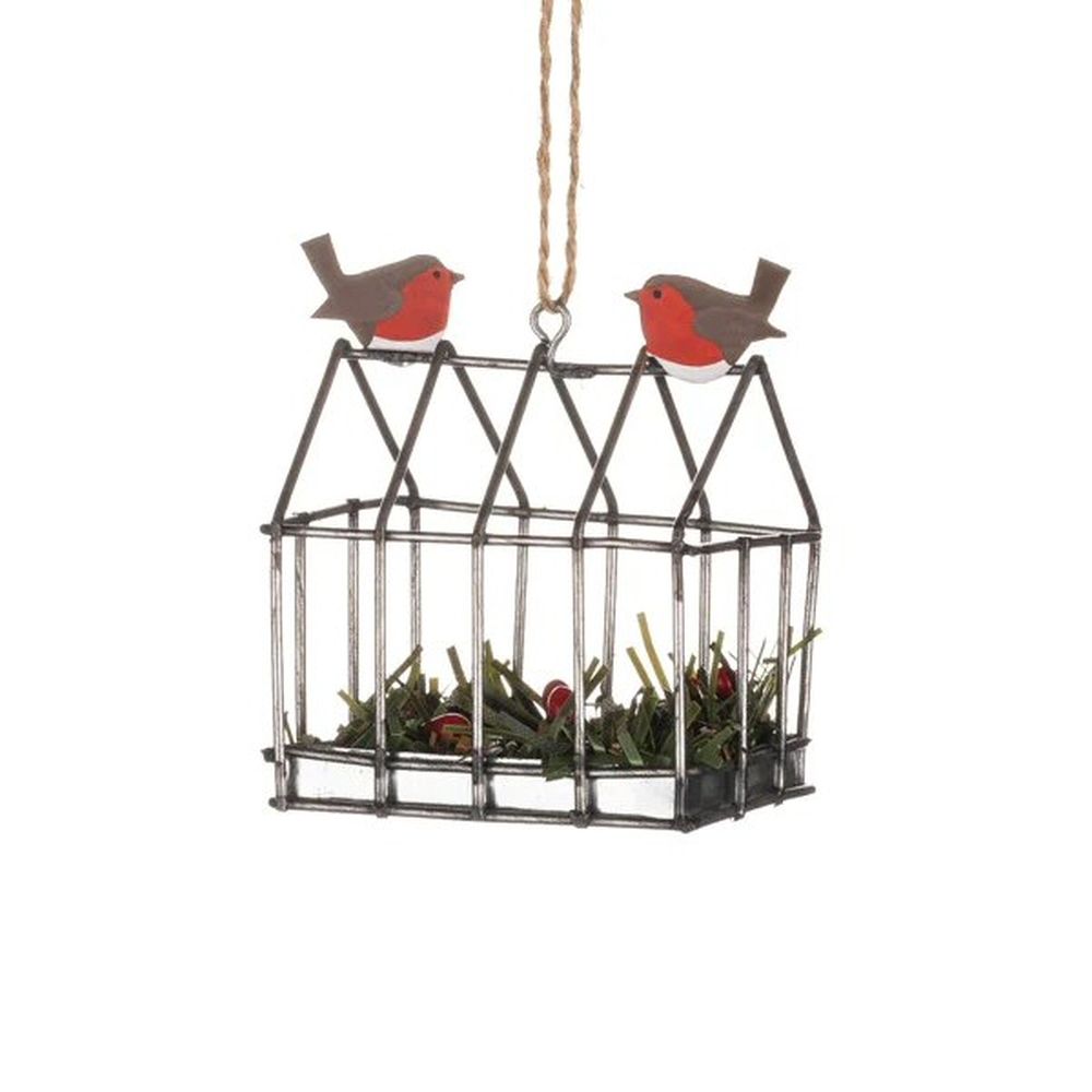Shoeless Joe 6cm Robins On Greenhouse Decoration