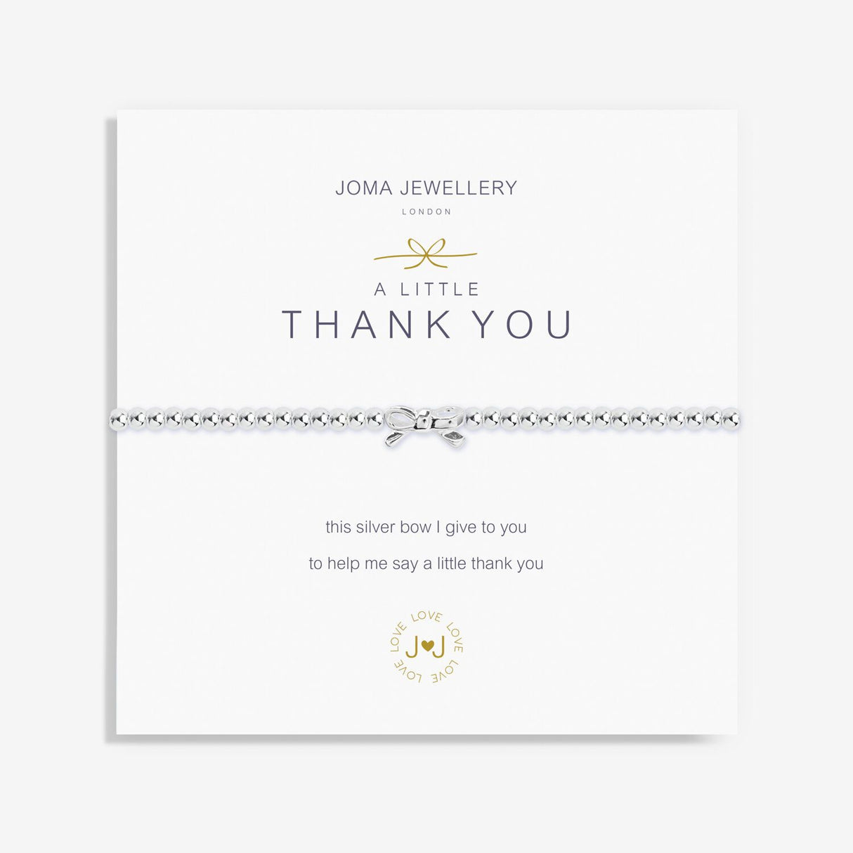 Joma Jewellery Silver A Little 'Thank You' Bow Bracelet