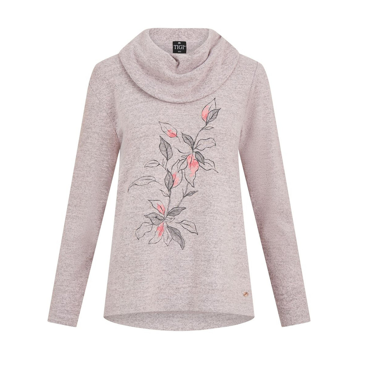 TIGI 14/16 Blush Pink Leaf Print Cowl Neck Top – Old Railway Line ...