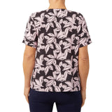 TIGI 14/16 Graphic Leaf Print Notch Neck Shirt