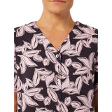 TIGI 10/12 Graphic Leaf Print Notch Neck Shirt