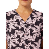 TIGI 14/16 Graphic Leaf Print Notch Neck Shirt