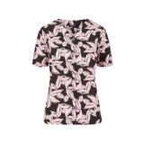 TIGI 10/12 Graphic Leaf Print Notch Neck Shirt