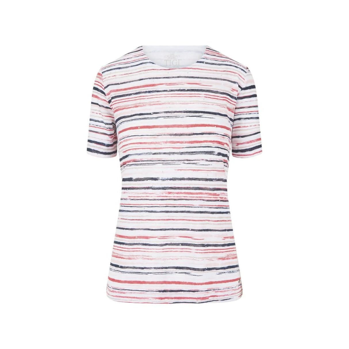 TIGI 14/16 Painterly Stripe Short Sleeve Top