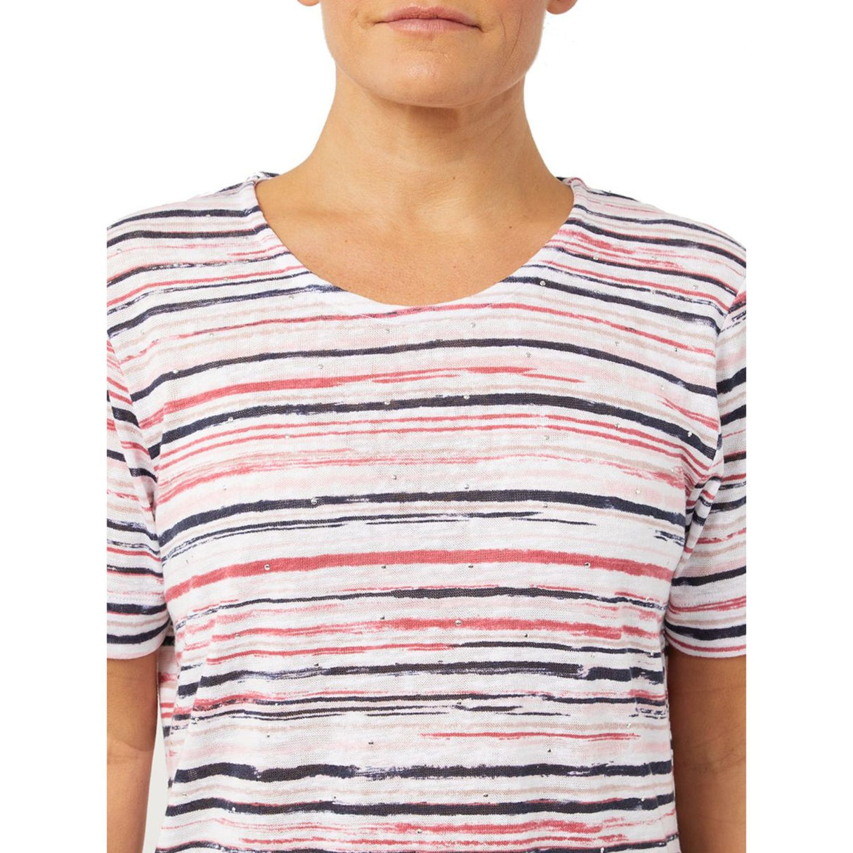 TIGI 18/20 Painterly Stripe Short Sleeve Top