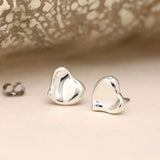 POM Silver Plated Wavy Heart Stud Earring
