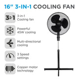 Black + Decker 16" Black 3-in-1 Cooling Fan