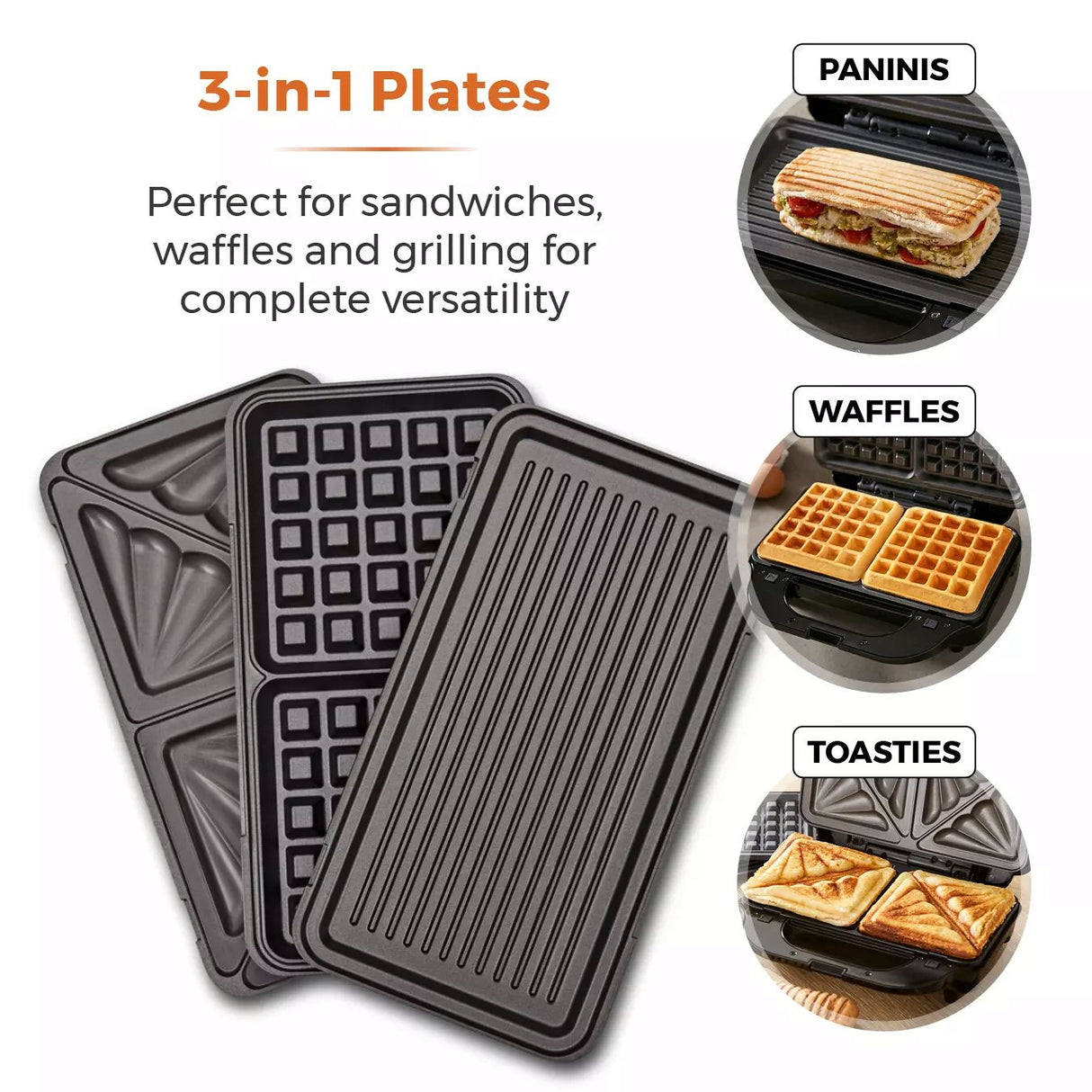 Tower 3 in 1 Deep Filled Sandwich Maker 900W - T27032