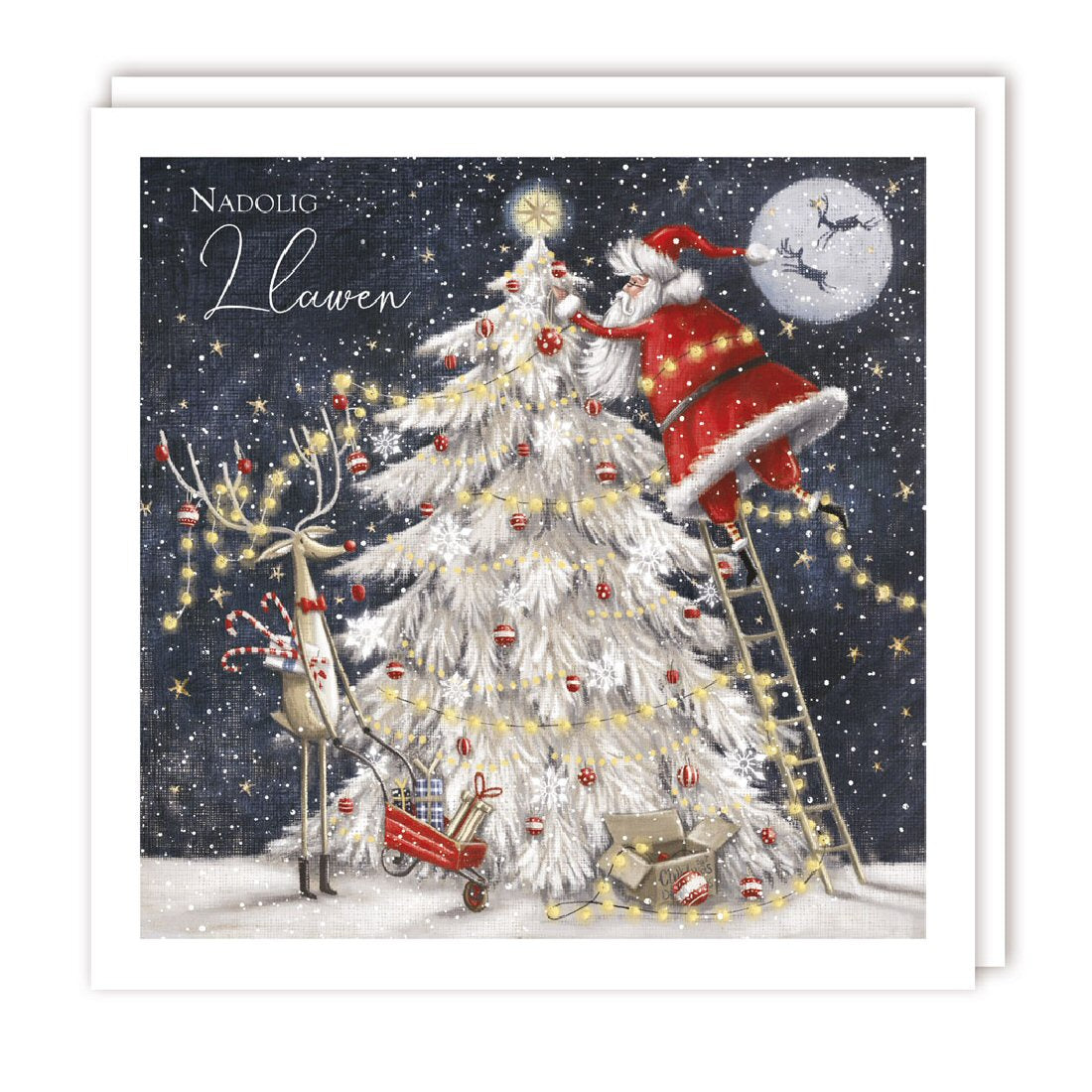 Welsh Xmas Up The Tree Christmas Cards - Pack of 5