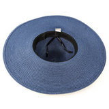 Black Ginger Blooming Flowers Foldable Hat - Navy Blue