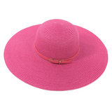 Black Ginger Bright and Bold Wide Brim Foldable Hat - Fuchsia