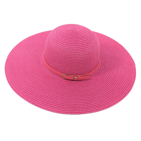 Black Ginger Bright and Bold Wide Brim Foldable Hat - Fuchsia