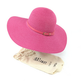 Black Ginger Bright and Bold Wide Brim Foldable Hat - Fuchsia