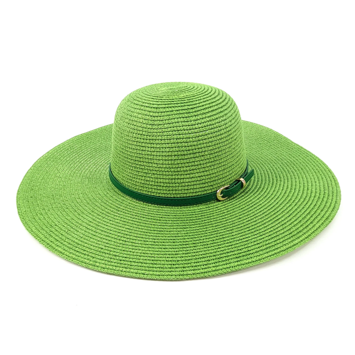 Black Ginger Bright and Bold Wide Brim Foldable Hat - Parkeet Green