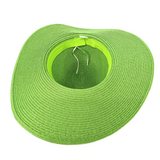 Black Ginger Bright and Bold Wide Brim Foldable Hat - Parkeet Green