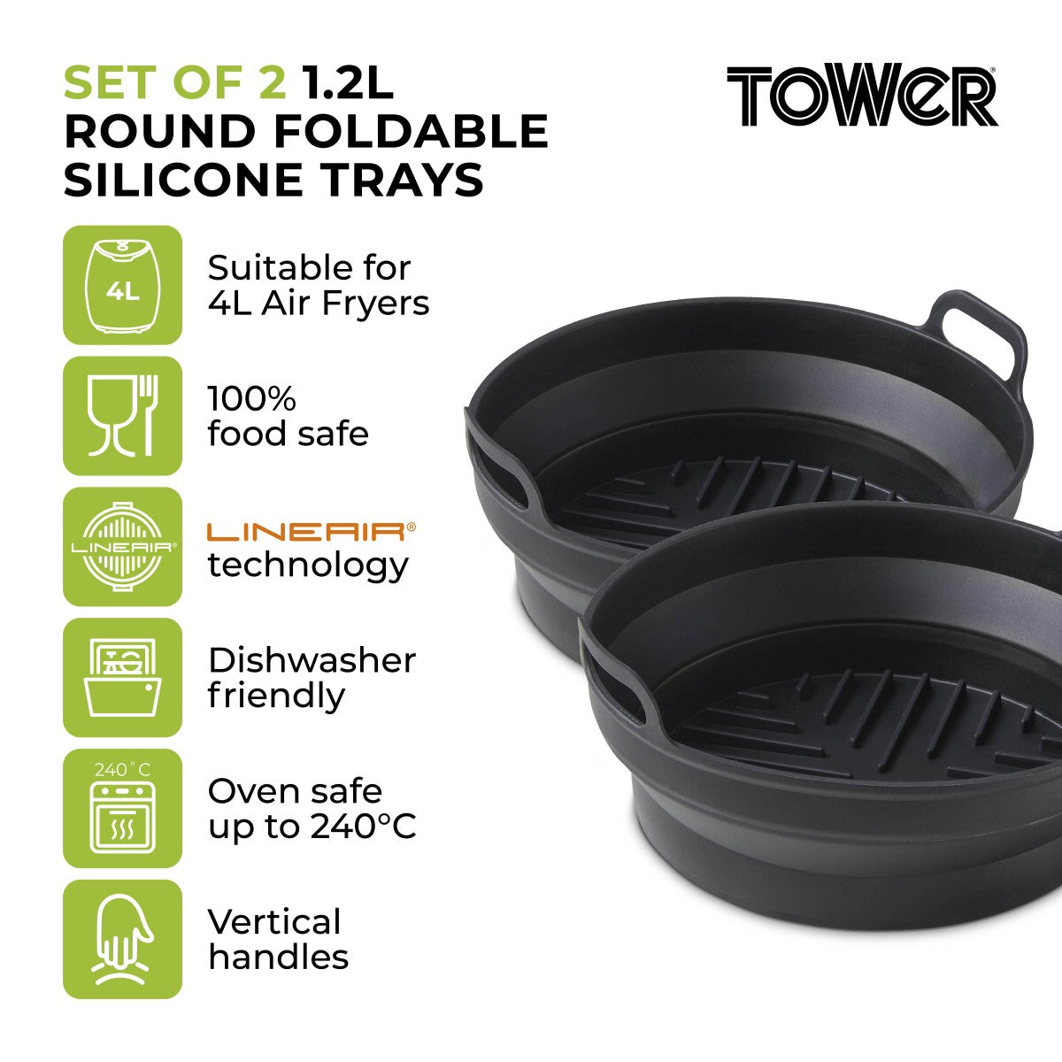 Tower Round Foldable Trays (Set of 2)