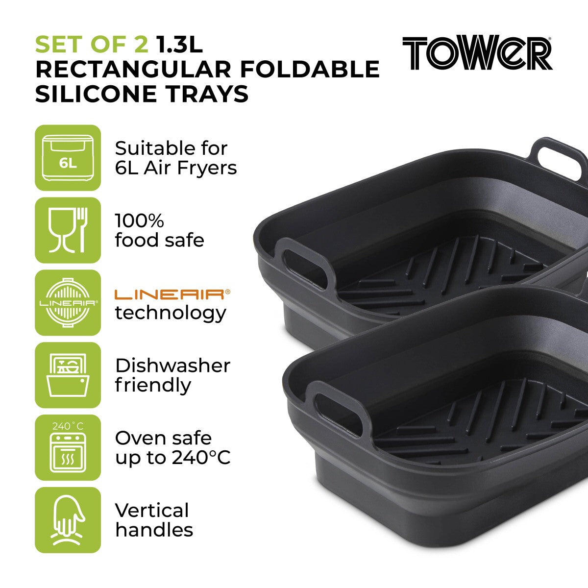 Tower Rectangular Foldable Trays (Set of 2)