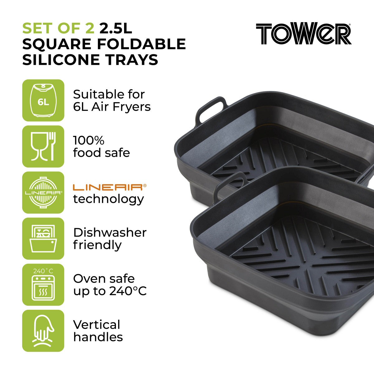Tower Square Foldable Air Fryer Trays (Set of 2)