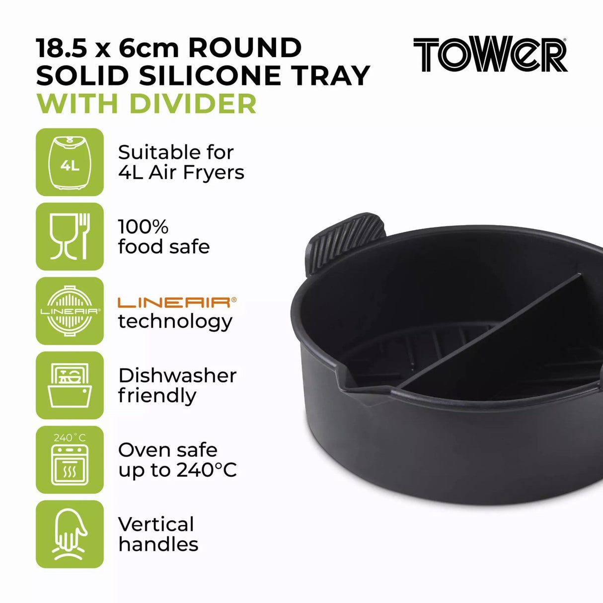 Tower Round Solid Silicone Tray with Divider