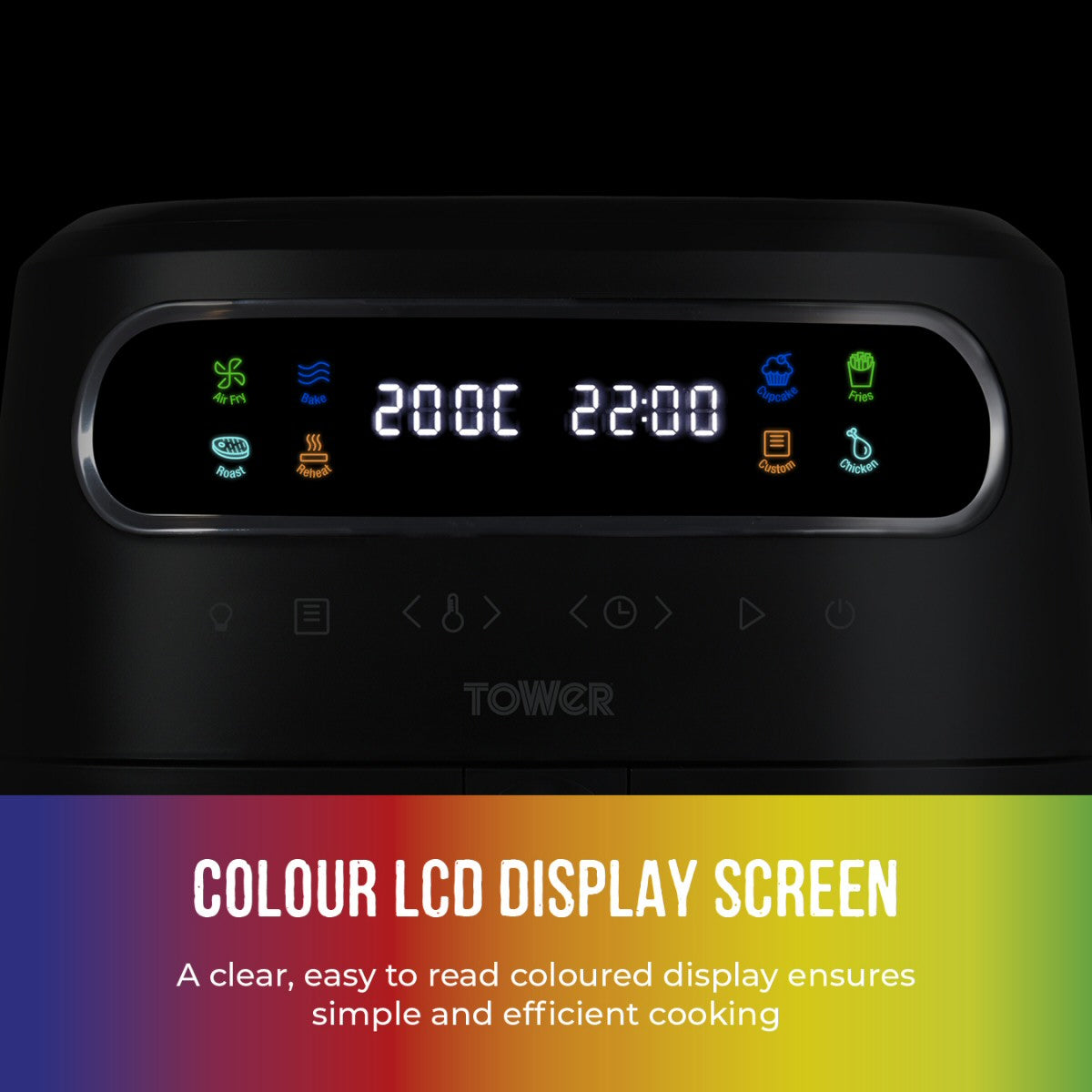 Tower 7.5 Litre Black Vortx Vizion Air Fryer with Colour Display Digital