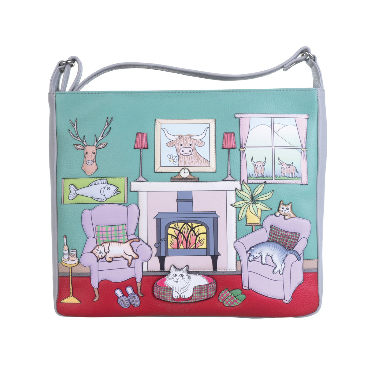 Mala Leather Grey Hamish's Cat House Compact Cross Body Bag – Old ...