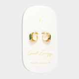 Katie Loxton 'Good Energy' Waterproof Gold Malachite Hoop Earrlings