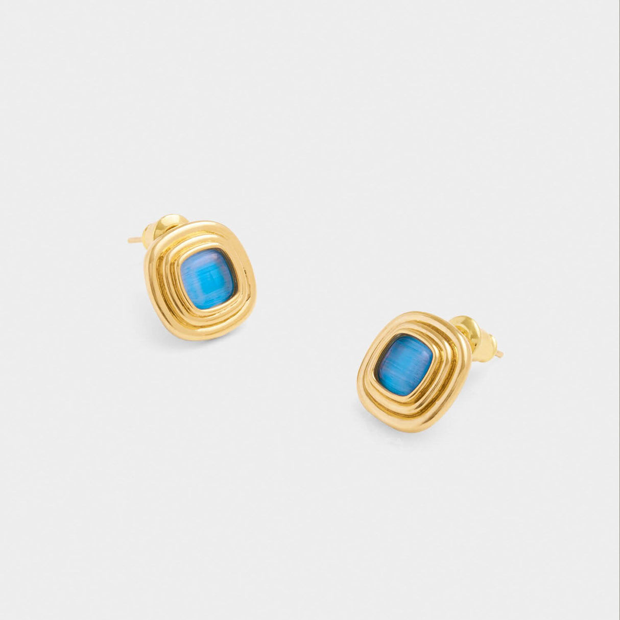 Katie Loxton Sofia Azure Waterproof Gold Button Stud Earrings