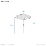 Kettler 2.5m Wind-Up Tilting Parasol - Taupe