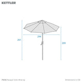 Kettler 3.0m Wind-Up Tilting Parasol - Taupe