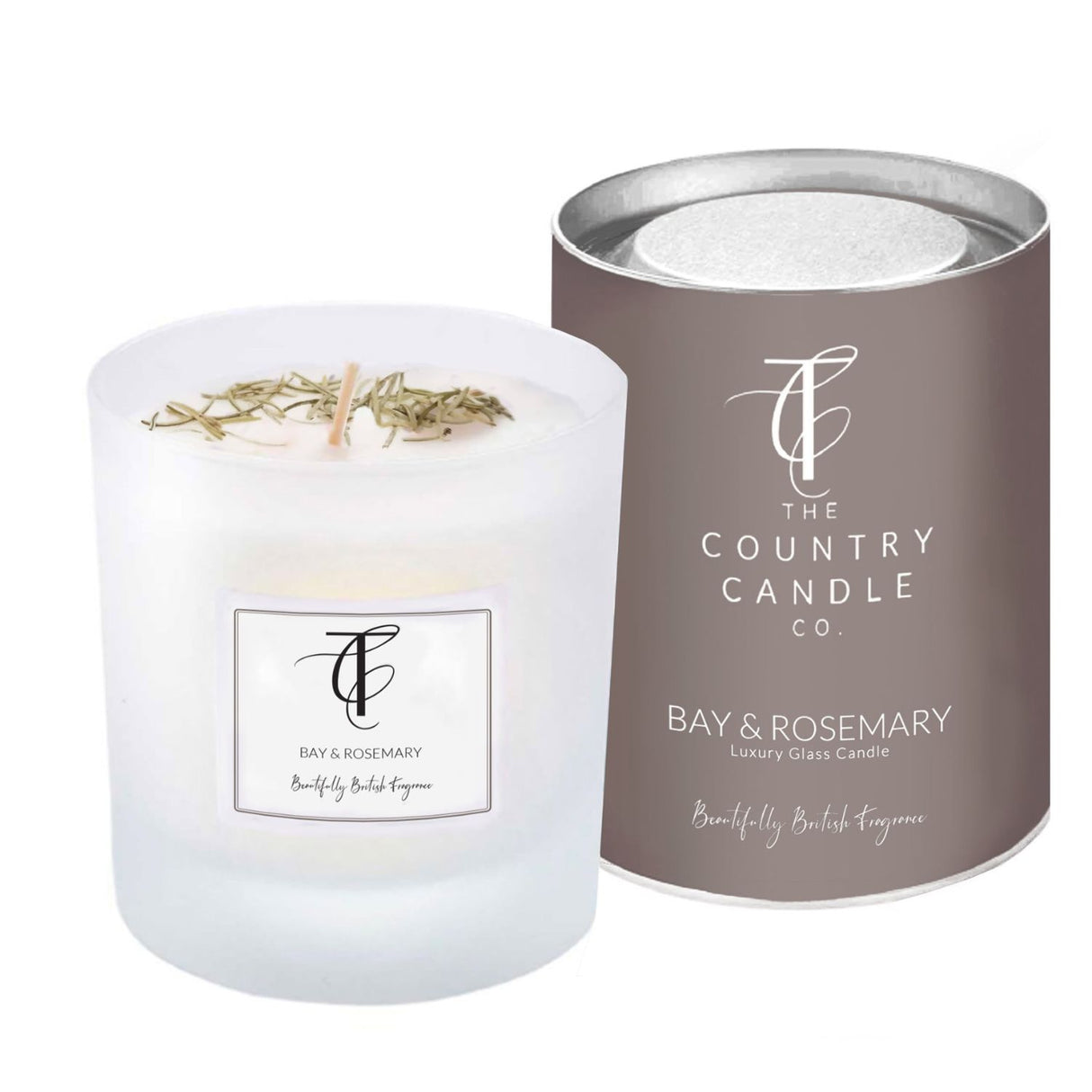 The Country Candle Co 30cm Pastels Bay & Rosemary Glass Candle