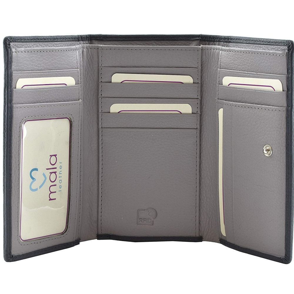 Mala Leather Grey Best Friends Horses Tri-Fold Purse