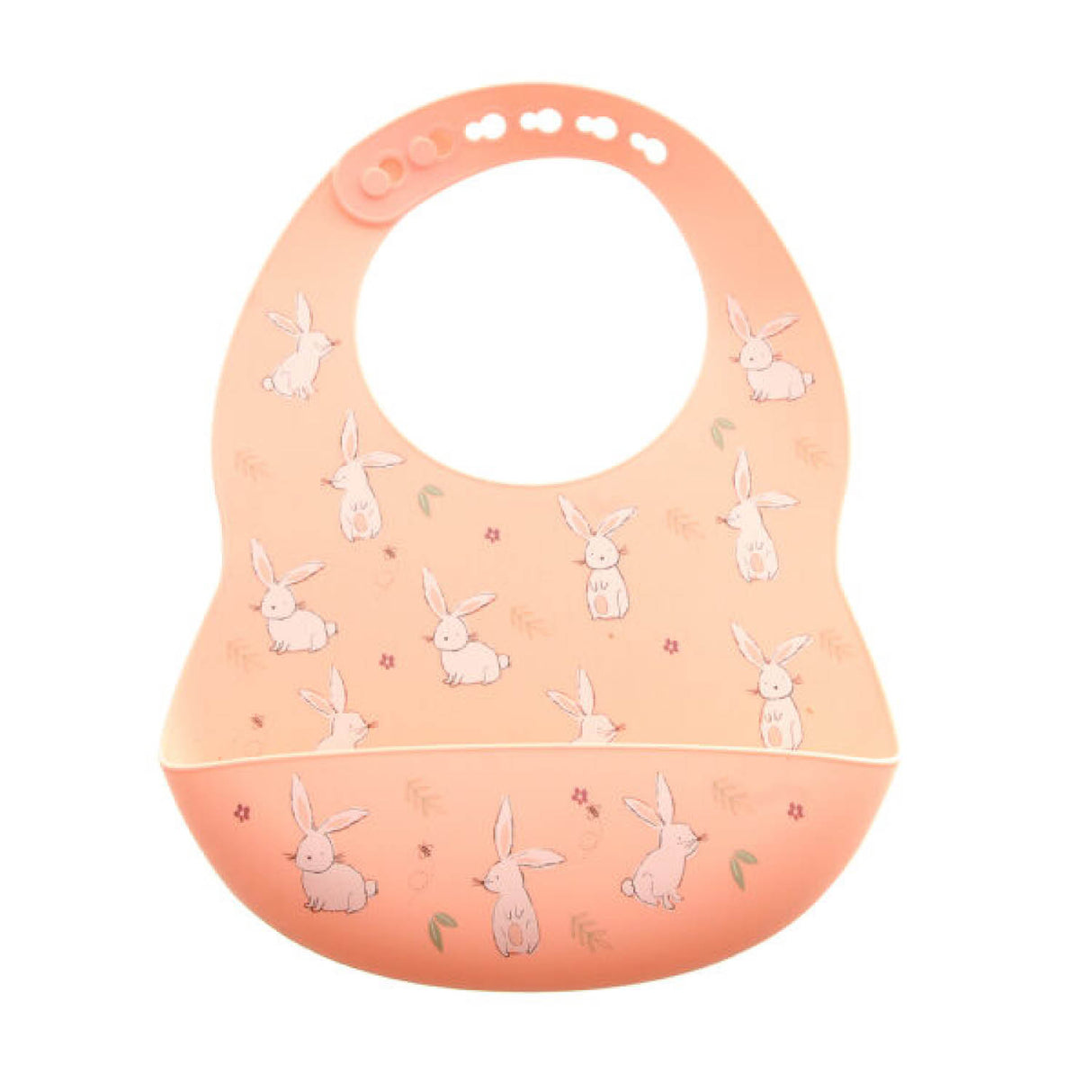 Ziggle Baby Pink Bunnies Catch It Silicone Bib