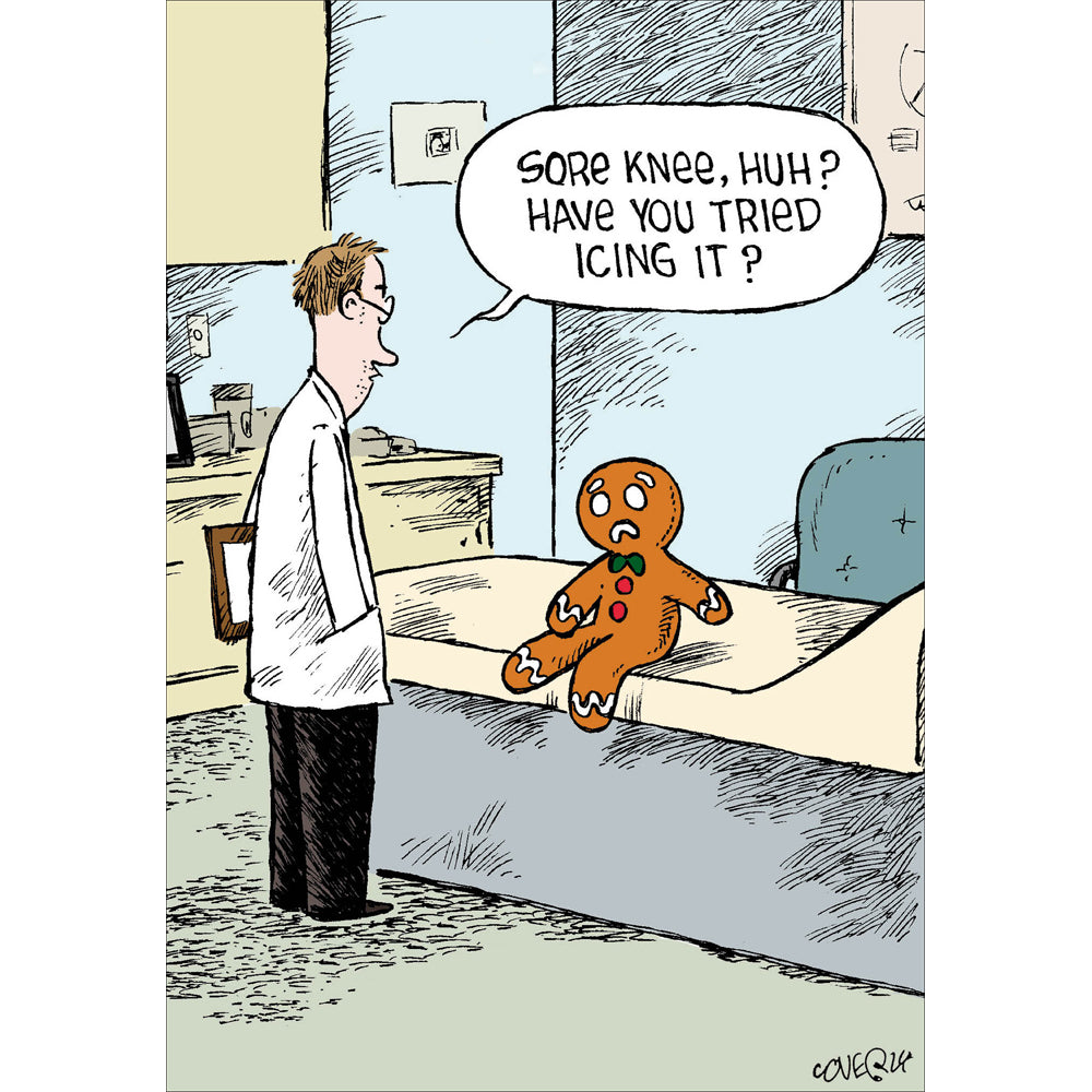 Woodmansterne Gingerbread Man at the Doctors Funny Blank Card