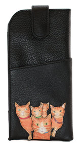 Mala Leather 16cm Black Kitty Crew Glasses Case - 5209 36