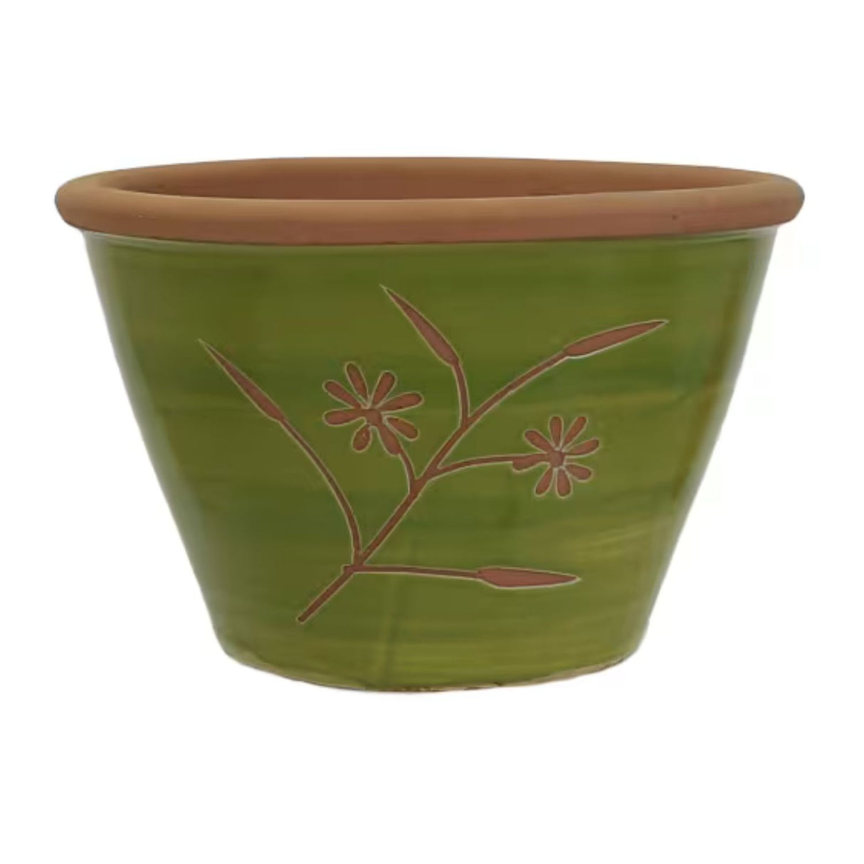 Woodlodge 34cm Green Bouquet Terracotta Pot - YBOUQGR34