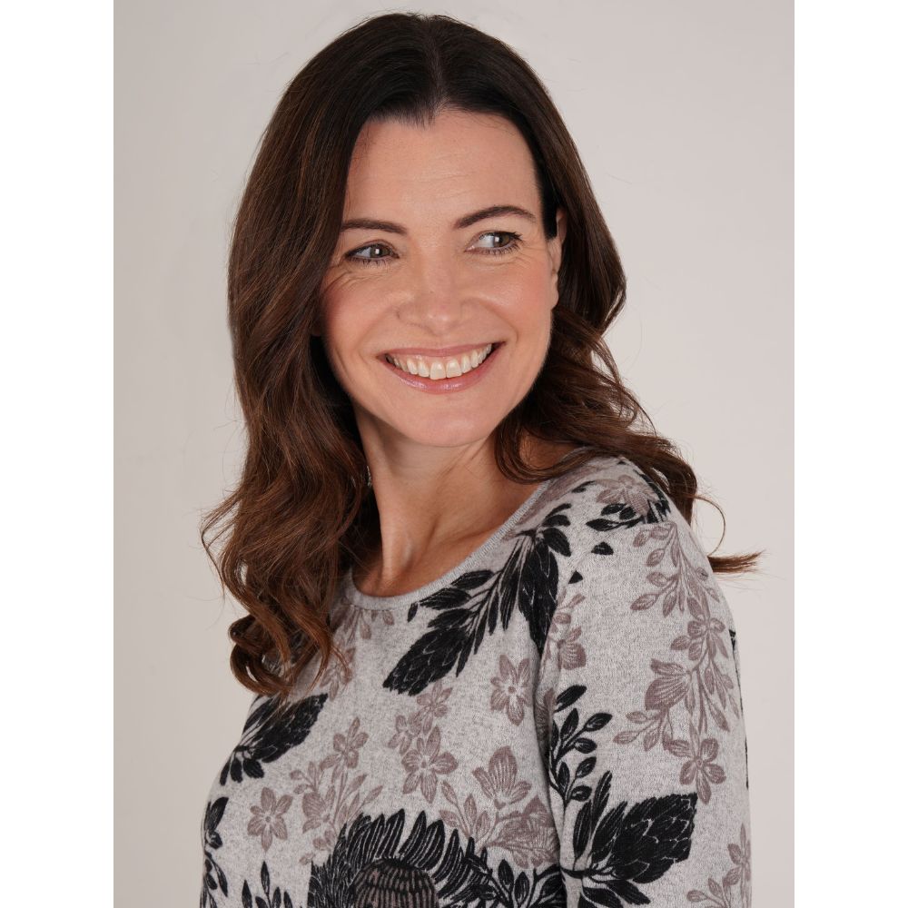 Tigi Wild Flower Curved Hem Top - Grey